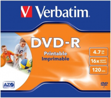 DVD-R Rohling 4.7GB/120min Verbatim 16x DataLife Plus, Printable Surface