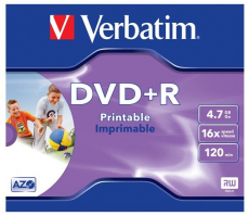 DVD+R Rohling 4.7GB/120min im Jewelcase Verbatim 16x bedruckbar, DataLife Plus
