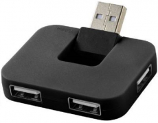 NEU Gaia USB Hub 2.0 mit 4 Anschlüssen, platzsparend, schwarz