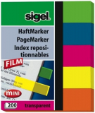 Haftmarker transparent Mini 12 x 50mm 5 Farben sigel 200 Streifen aus Folie