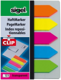 Haftmarker transparent Pfeil 12x50mm 5 Farben auf Karte sigel 125 Folienstreifen