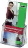 Prospekthalter für Tisch DIN Lang, 1 Fach sigel glasklar Acryl, Fülltiefe 30mm