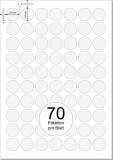 PRINTATION Folien-Etiketten klar transparent Durchmesser 24mm 10xA4 à 70 Eti.