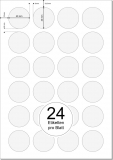 PRINTATION Folien-Etiketten matt transparent Durchmesser 40mm 25xA4 à 24 Eti.