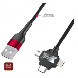 USB 3in1 Kabel für Micro USB, Typ-C & Lightning, langlebig, auch für Daten